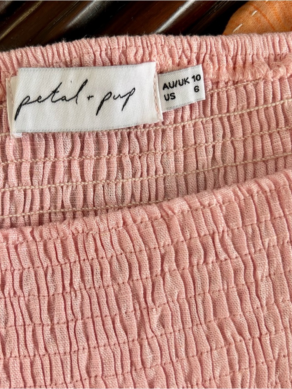 Petal & Pup Light Pink Smocked linen blend Midi Dress - Picture 9 of 9